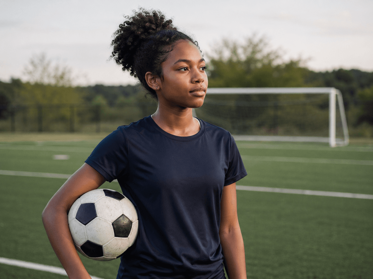 High school student athlete holding a soccer ball for Extracurricular Ladder planning