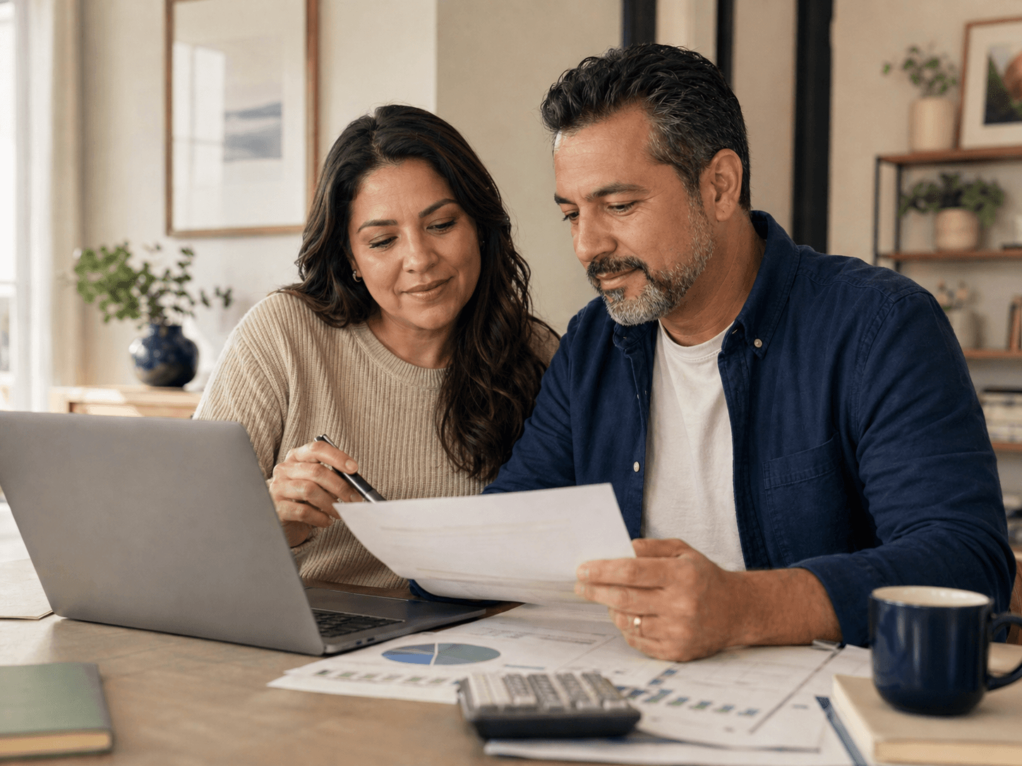 Parents reviewing college affordability paperwork for Money Map planning