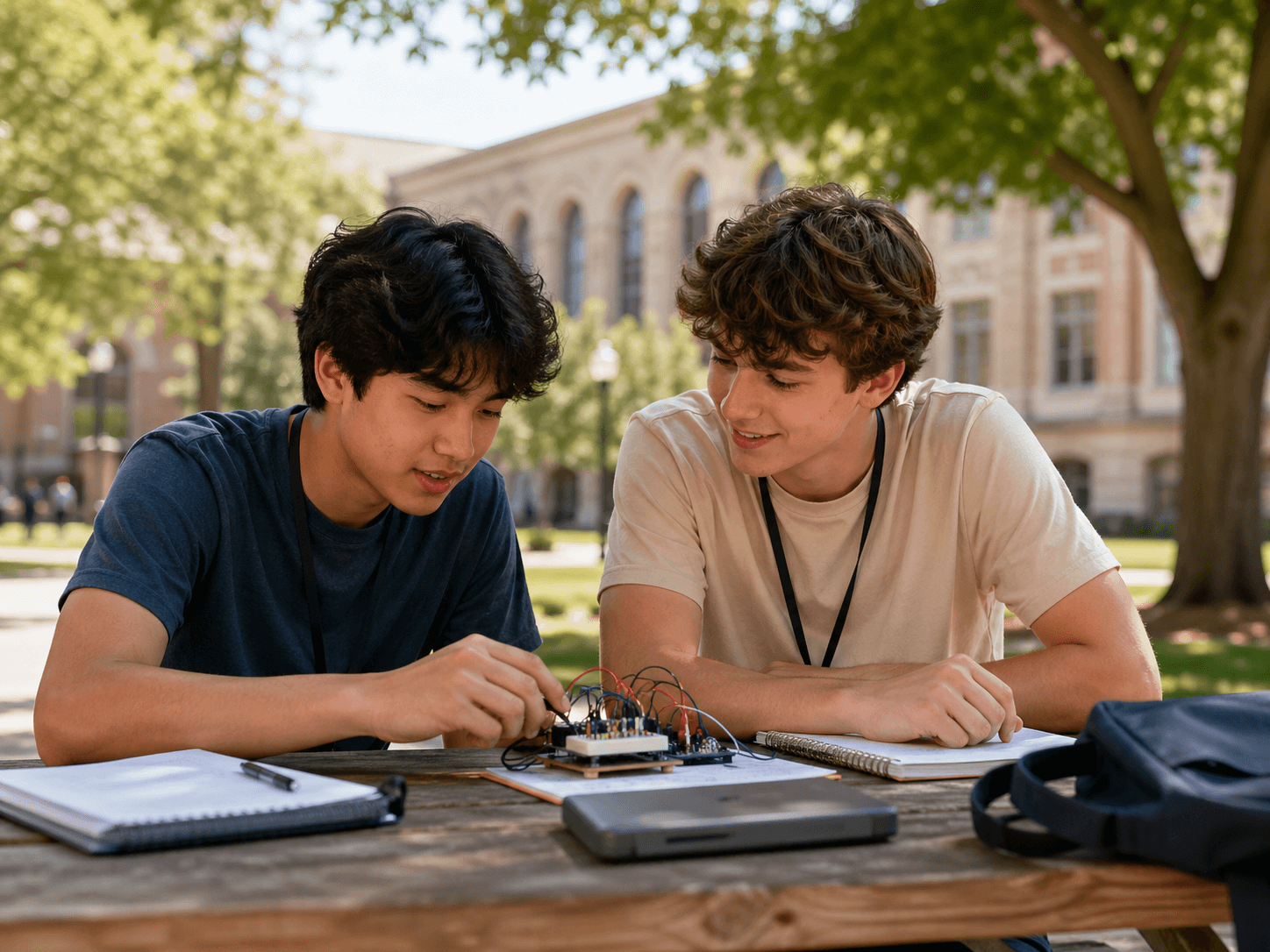 High school students working on an engineering project for Summer Advantage planning